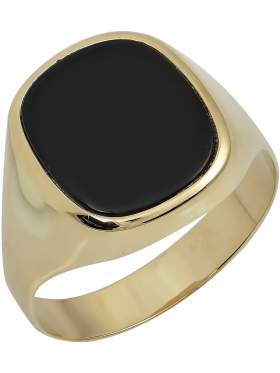Χρυσό δακτυλίδι ανδρικό 14 καράτια με μαύρη πέτρα